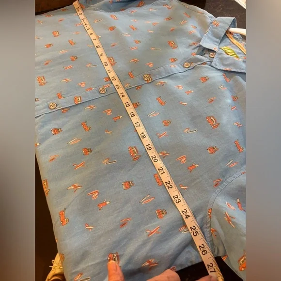 KAHALA 1936 Linen Cotton Men’s 2XL Hawaian Shirt Blue VW Bus Pattern SS - Picture 6 of 10